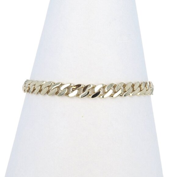 Yellow Gold Cubic Zirconias Curb Chain Men's Bracelet 7" 14k Round .25ctw - Picture 1 of 7
